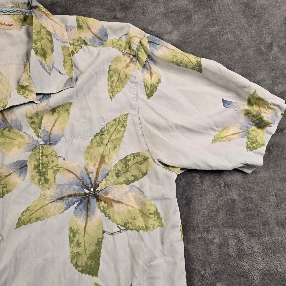 Tommy Bahama Shirt Men XL Tropical Blue Green Leaf Print Short Sleeve Vacation - Picture 8 of 16